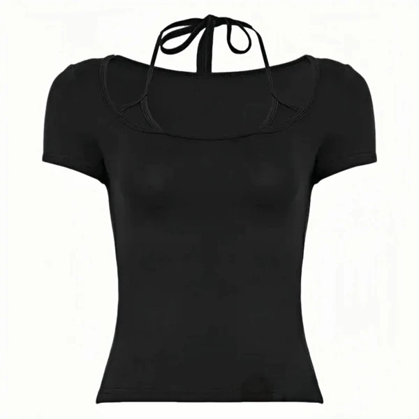 square-neck tight short-sleeved shirt